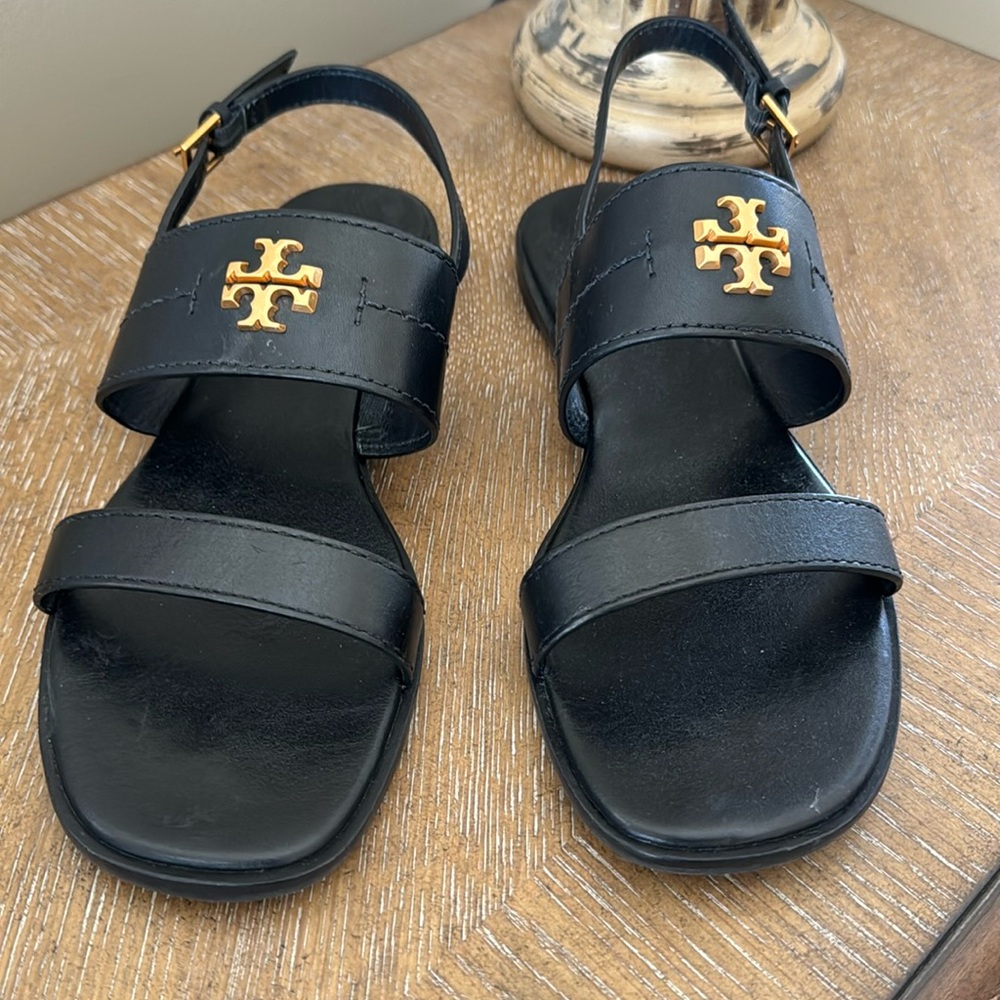Tory Burch, black leather sandals, size 8